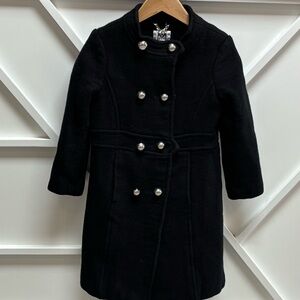 Milly Minis Black Kids Pea Coat with Silver Buttons